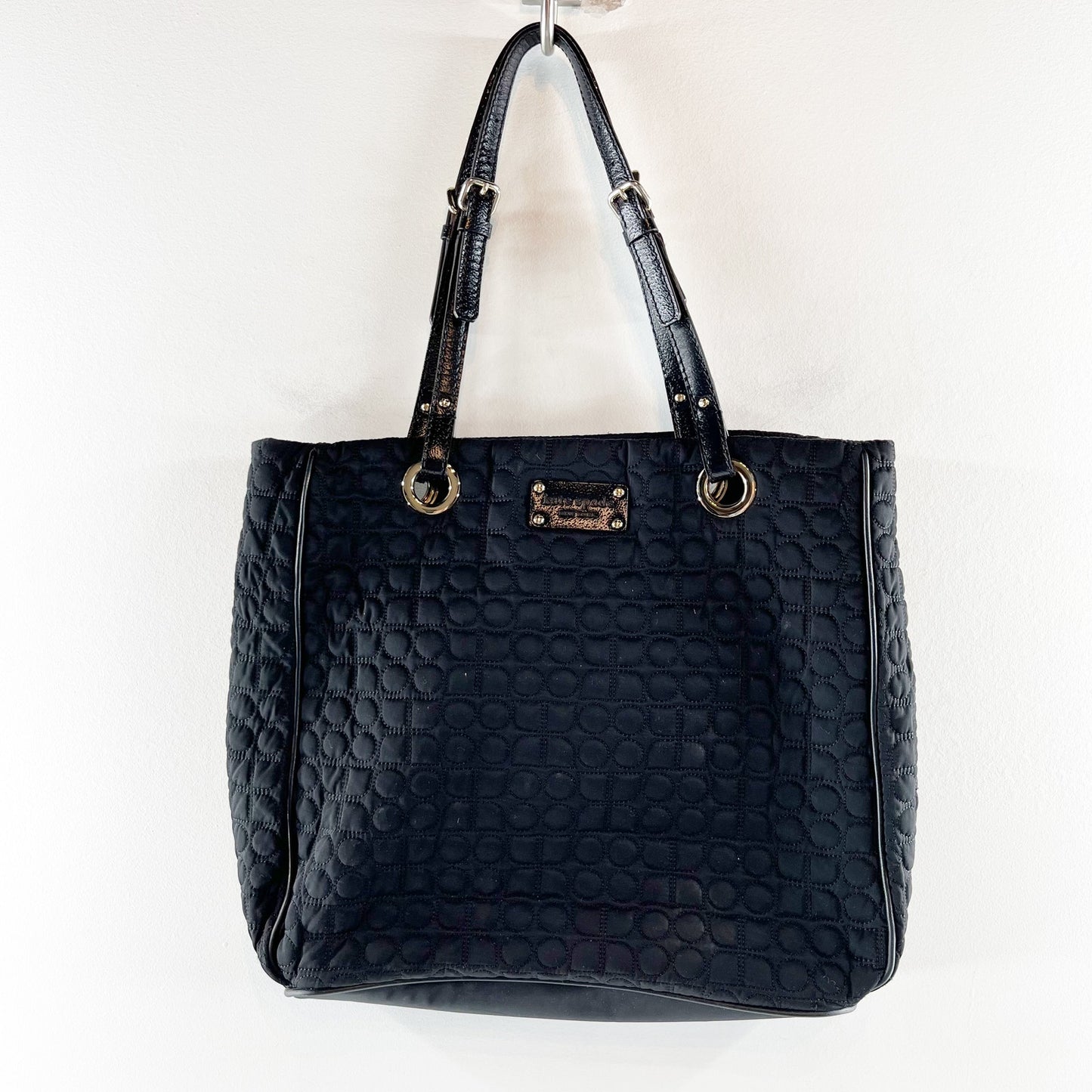 Kate Spade Quilted Leather Handle Tote Bag Purse Black