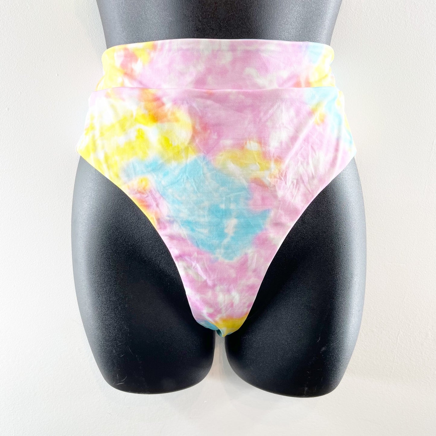 Banana Moon Triangle Tie Dye High Waisted Bikini Swimsuit Blue Pink Yellow Large
