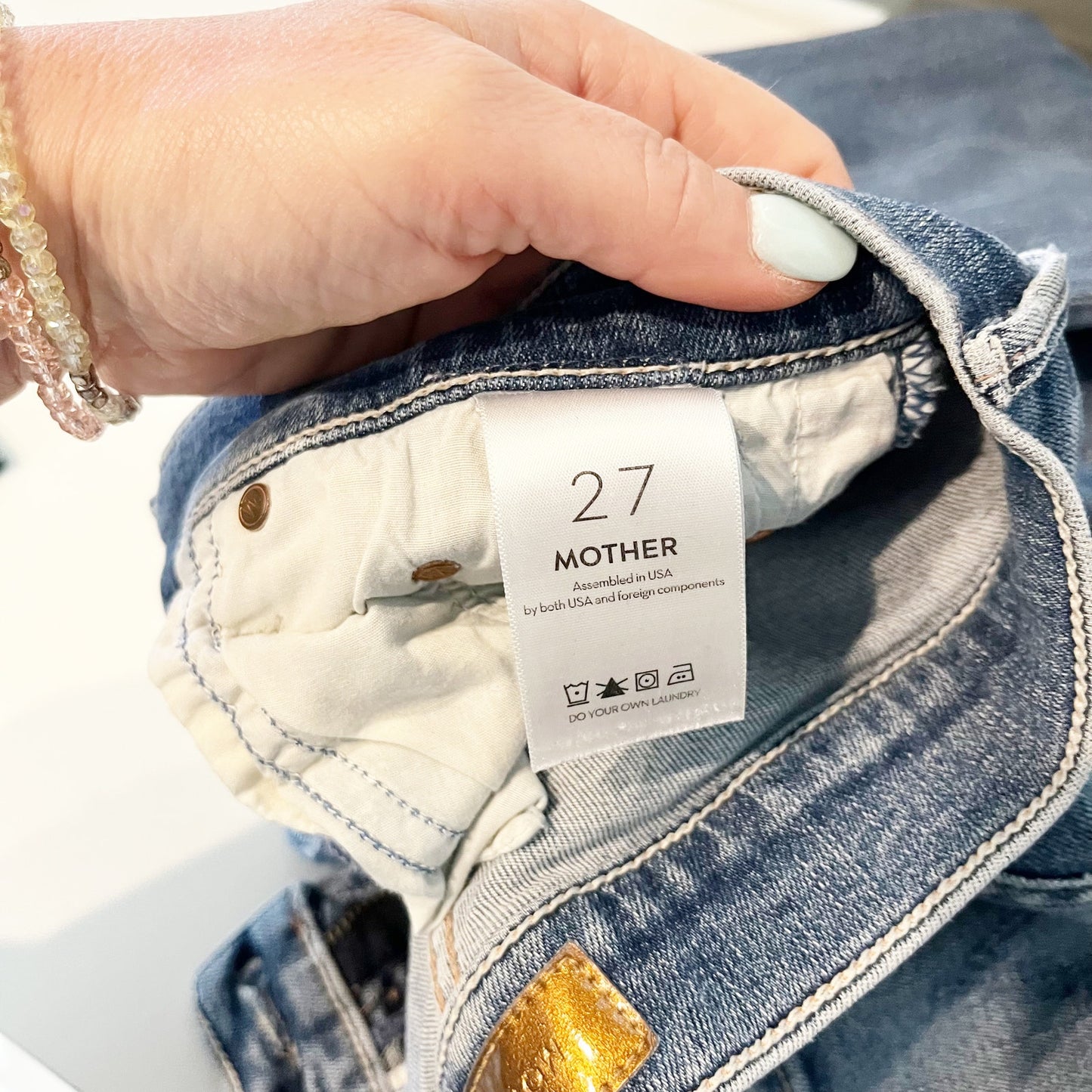 Mother The Insider Crop Step Chew Denim Flare Jeans Dancing On Coals Blue 27