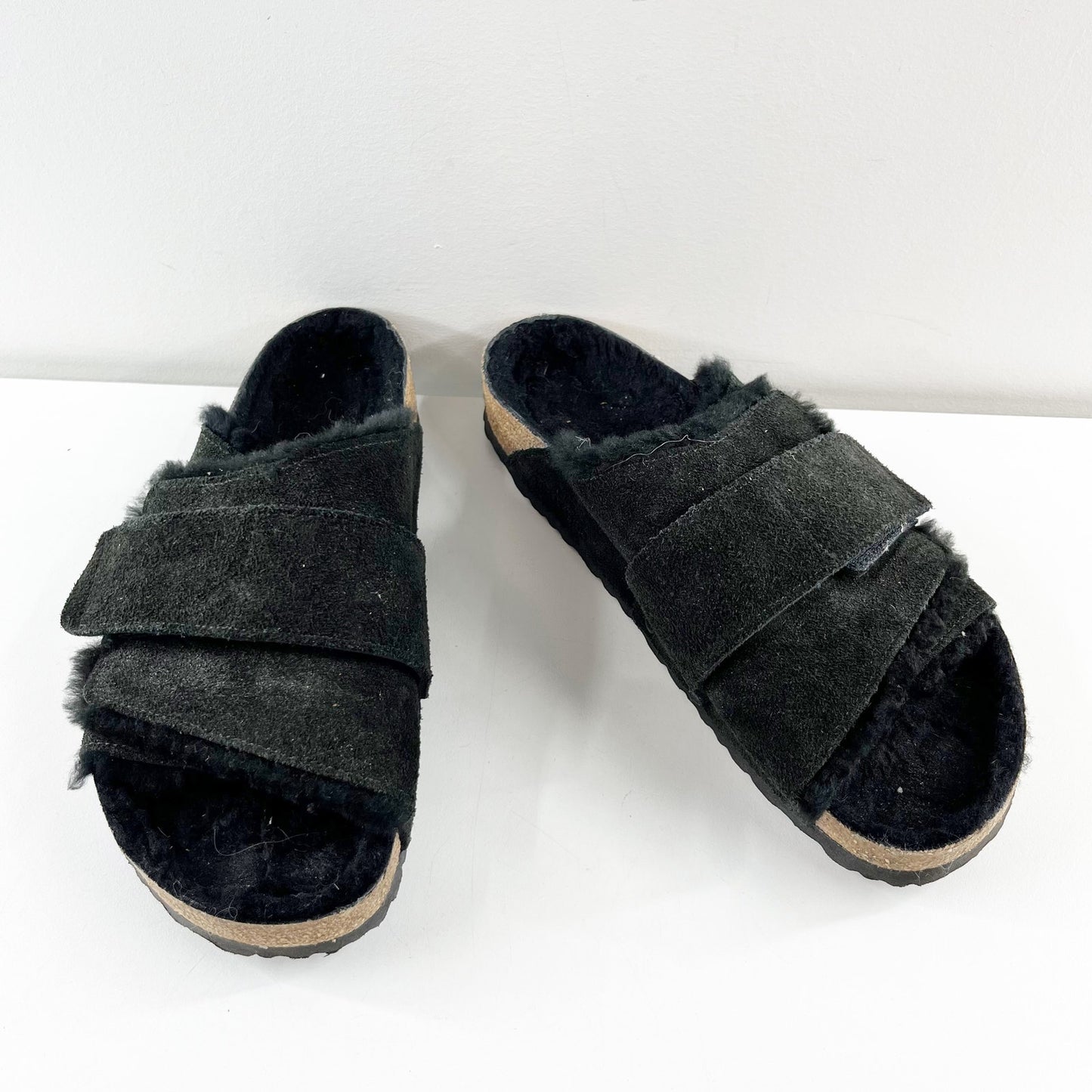 Birkenstock Kyoto Shearling Suede Leather Slide Sandals Black 43 / W M10