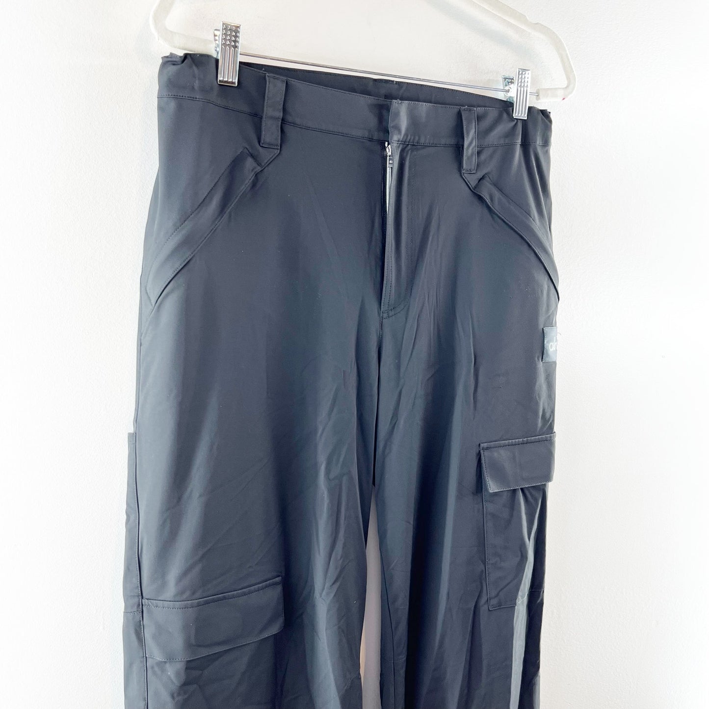 Alo Yoga All That High Waisted Straight Leg Cargo Trouser Pants Black Medium