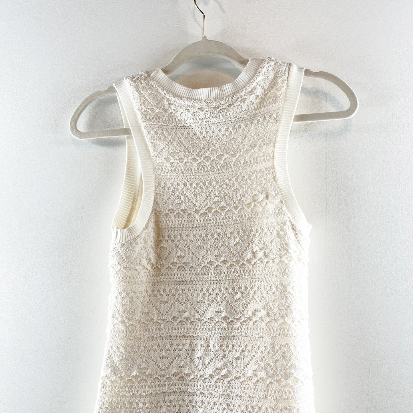 Anthropologie Textured Knit Crochet High Neck Sleeveless Mini Shift Dress XS