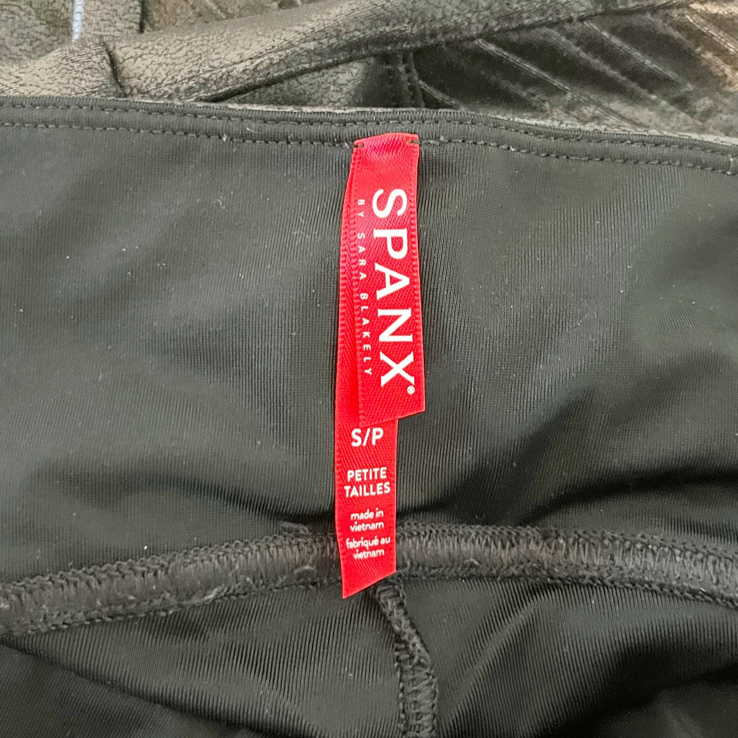 SPANX Shiny Faux Leather Slim Fit Pull On Mid Rise Moto Leggings Black Small