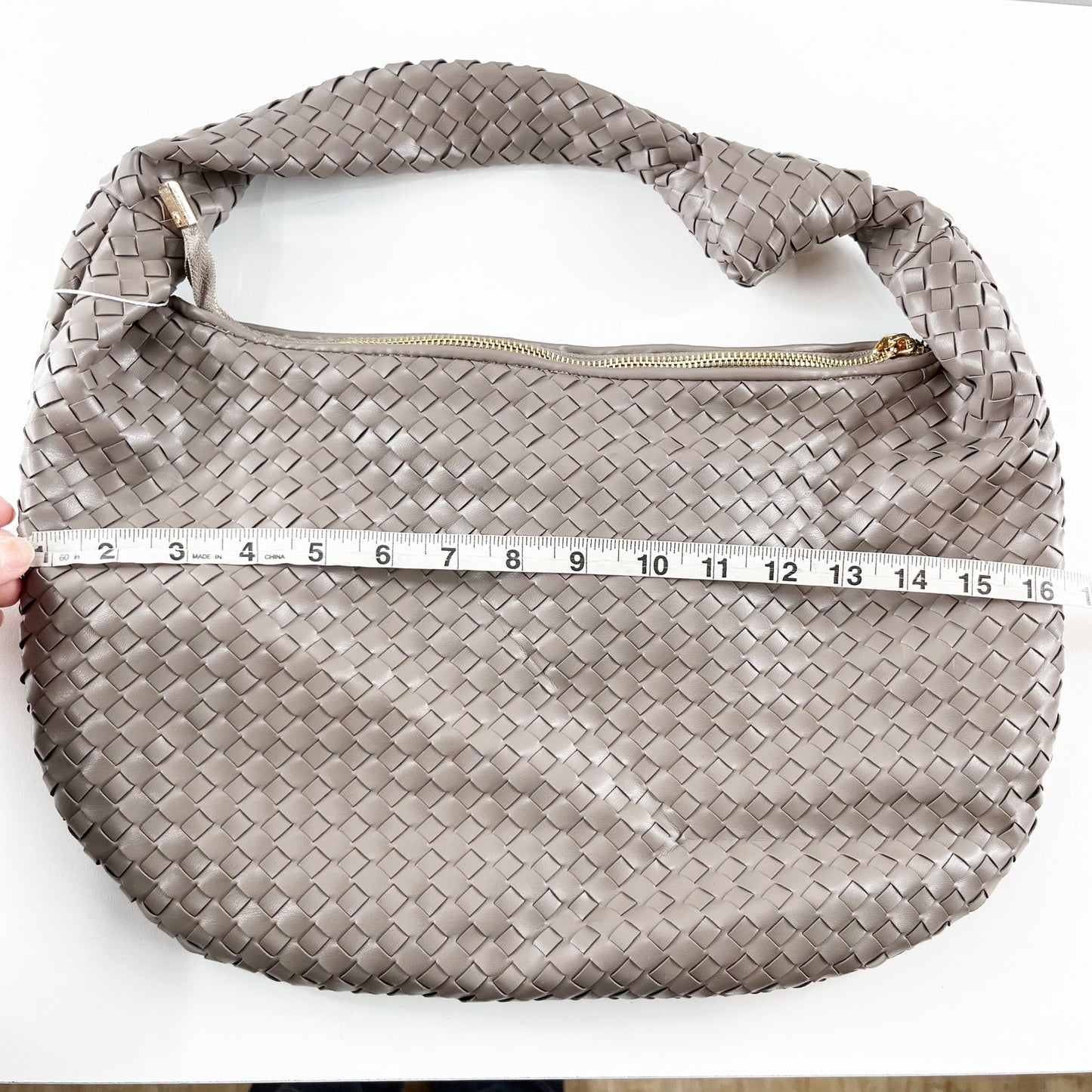Melie Bianco Anthropologie Brigitte Woven Satchel Shoulder Bag Purse Gray