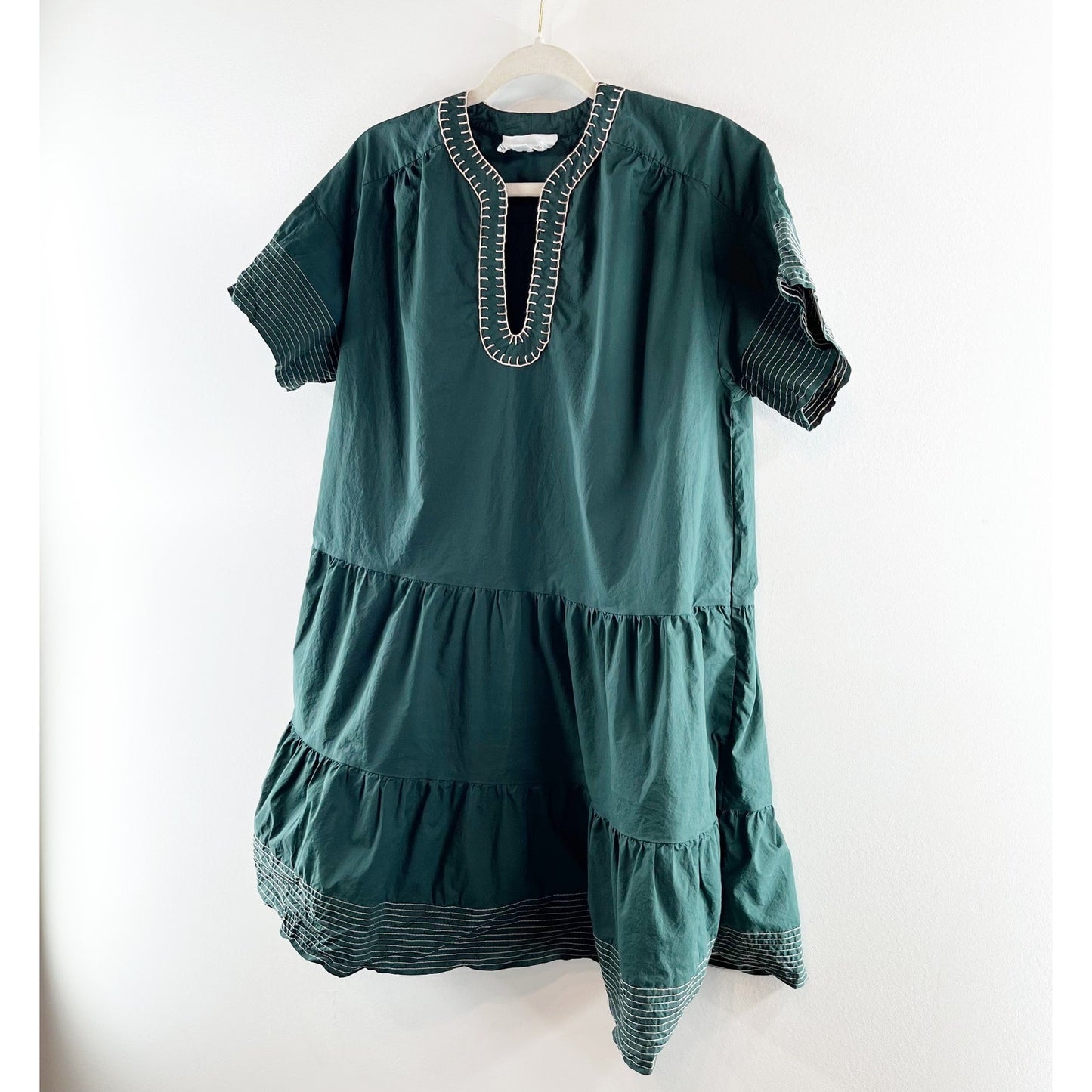 Tuckernuck Pomander Place Short Sleeve Kinsley Babydoll Mini Dress Evergreen S