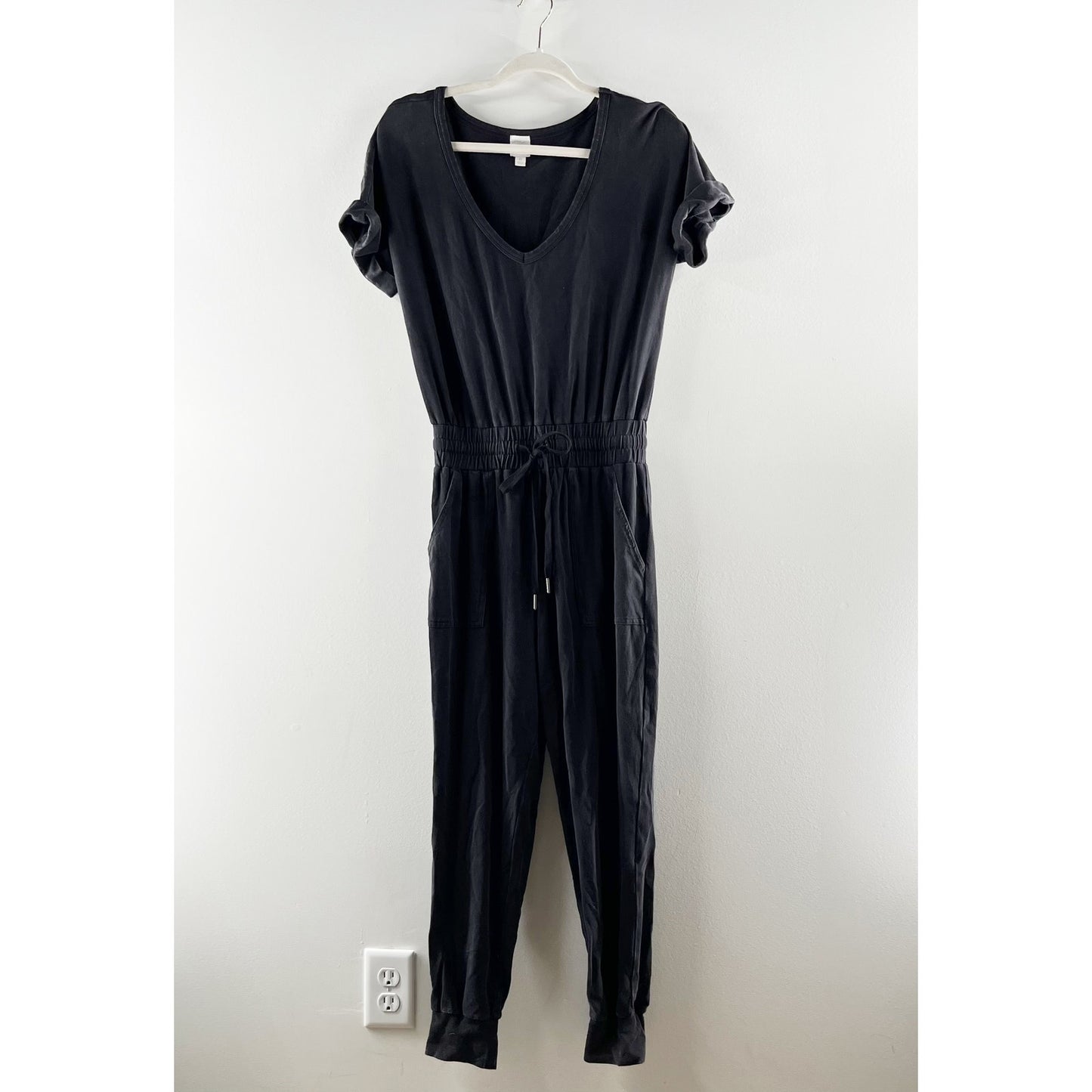 Roan + Ryan Evereve Sloan Short Sleeve Jogger Jumpsuit Black XS