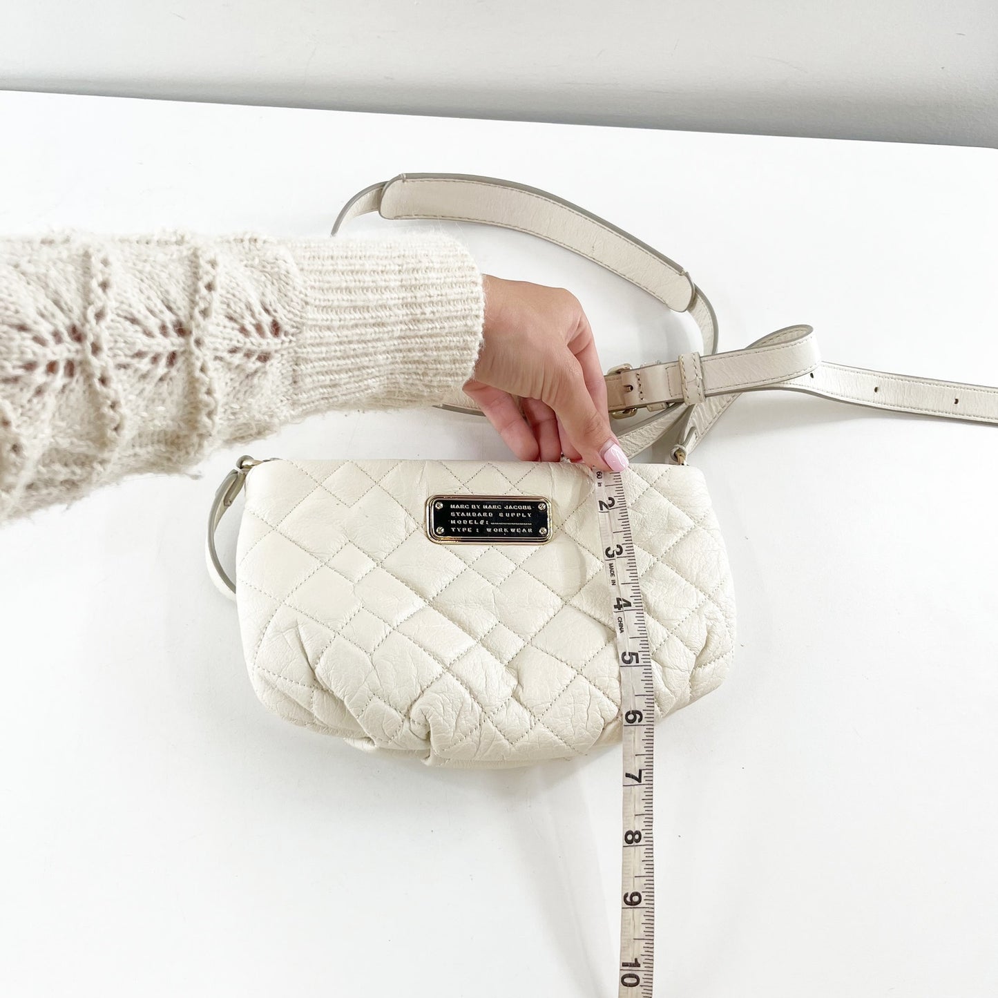 Marc by Marc Jacobs Quilted Leather Small Crossbody Shoulder Bag White