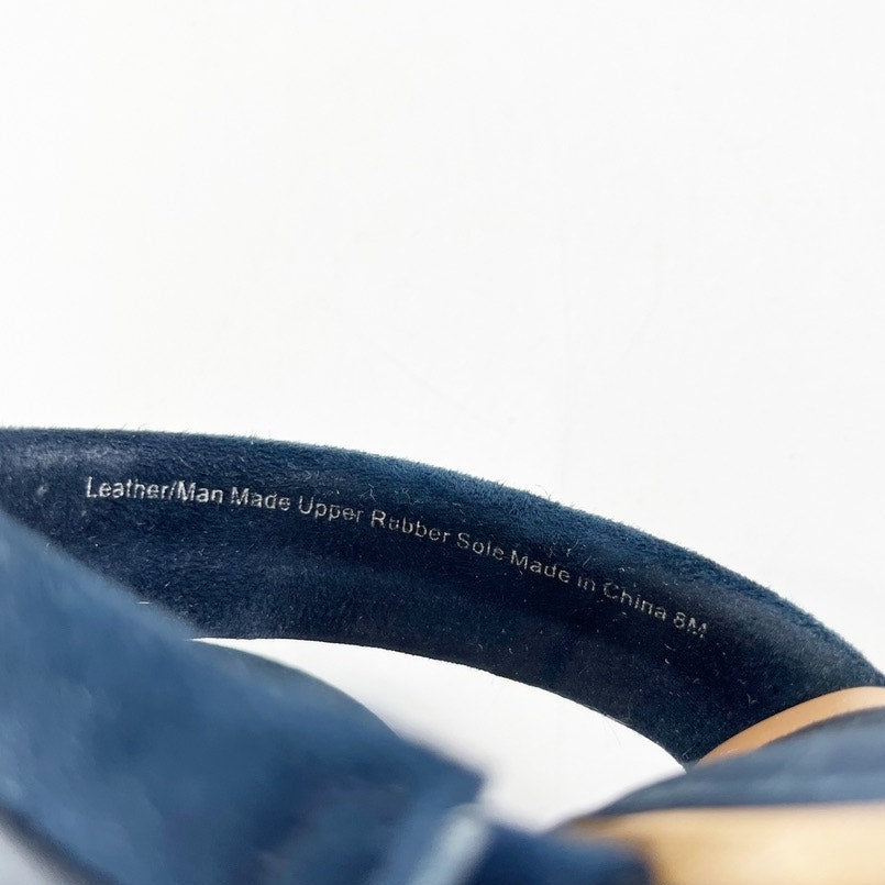 Splendid Ted Strappy Block Heel Cork Sandals Heels Navy Blue 8