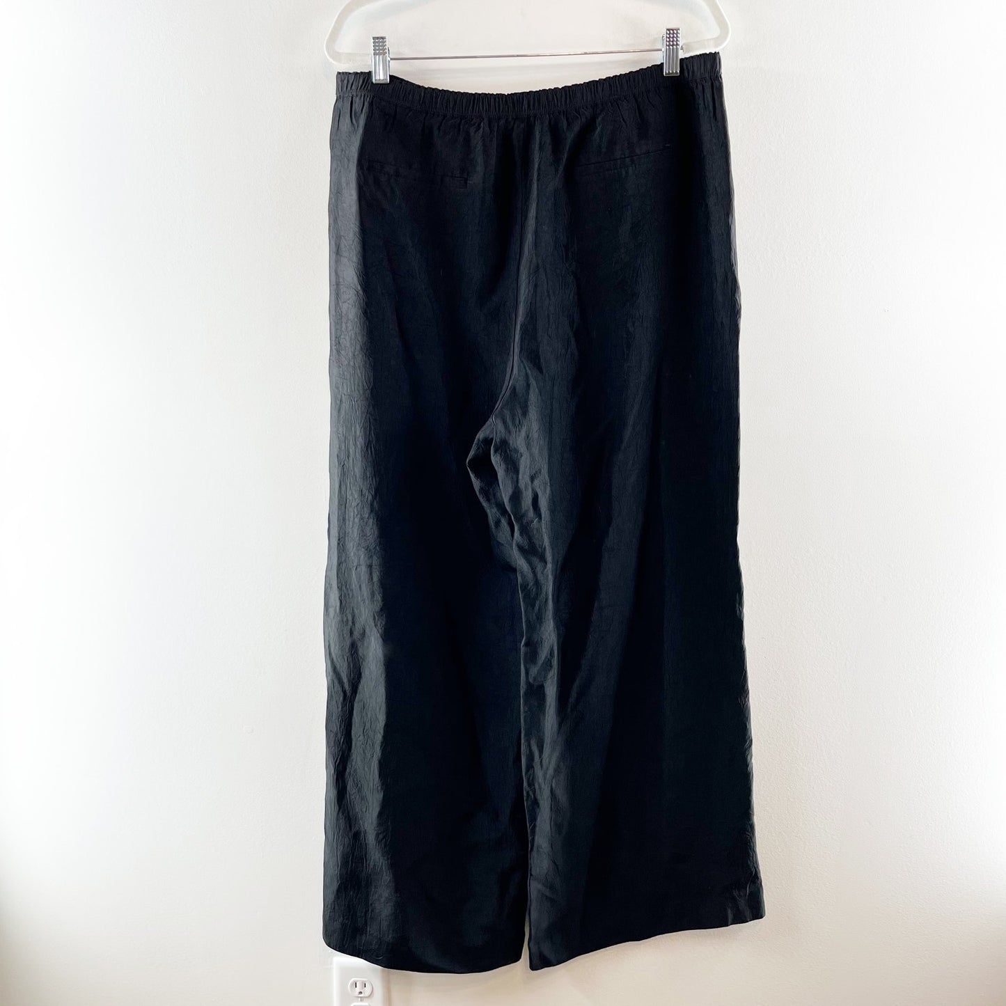 J. Crew Stratus Wide Leg Pants in Textured Satin Black Large