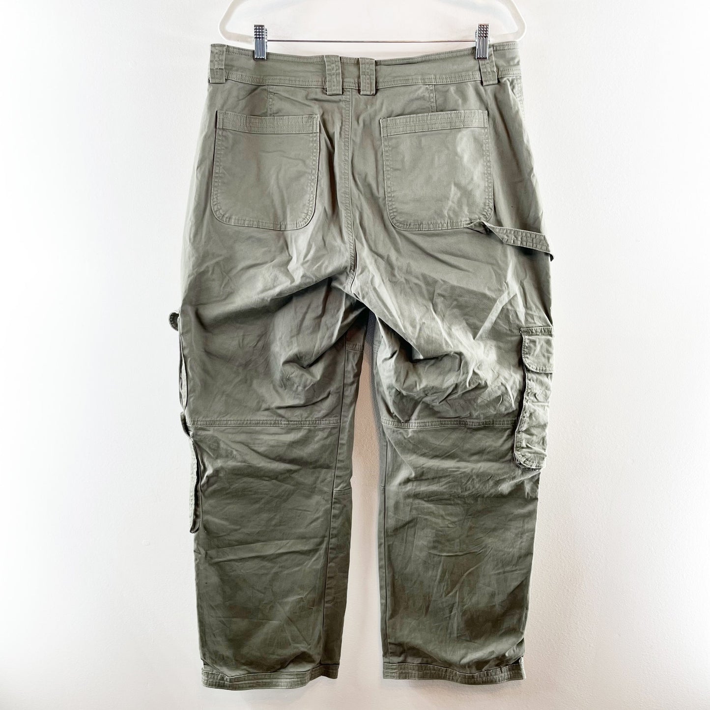Abercrombie & Fitch High Rise Baggy Straight Leg Cargo Pants Green 16 Petite