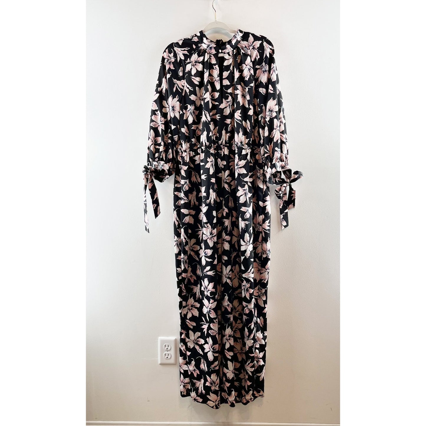 Madewell Winter Orchid Tie-Sleeve Wide Leg Jumpsuit Brigette True Black XXL
