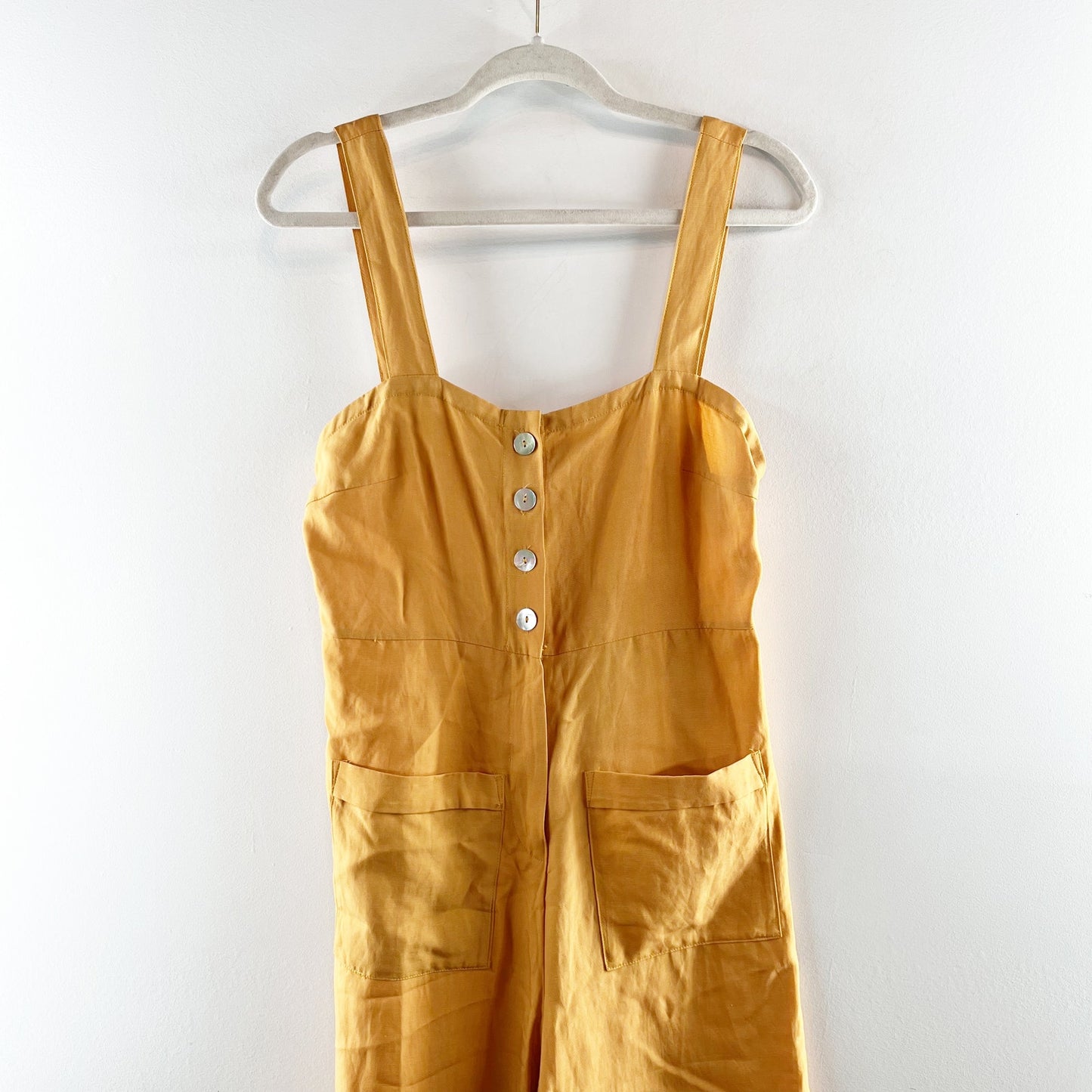 Sancia Linen Blend Cropped Wide Leg Jumpsuit Yellow XS