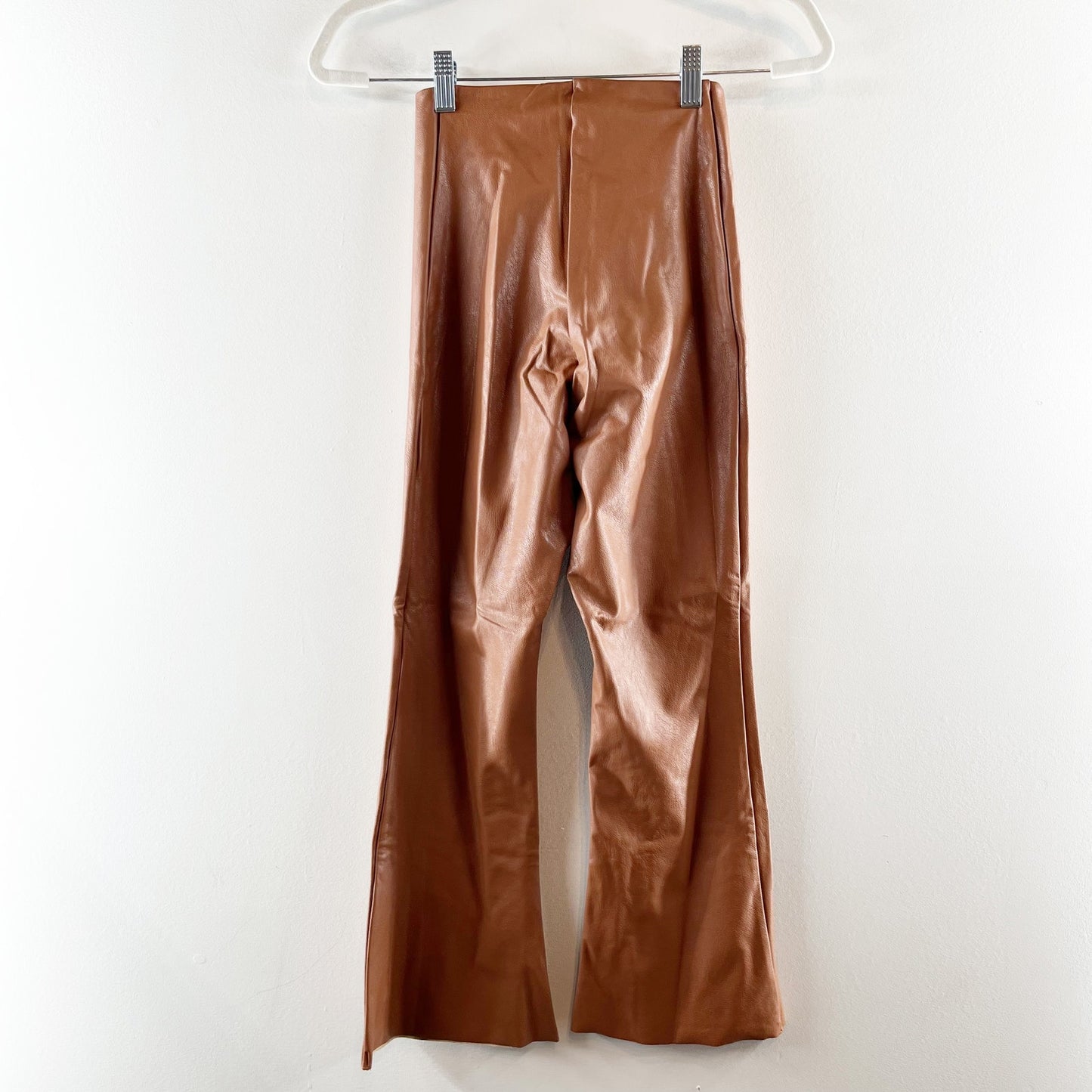 Commando High Rise Cropped Flared Leggings Faux Leather Pants Cocoa Brown Small