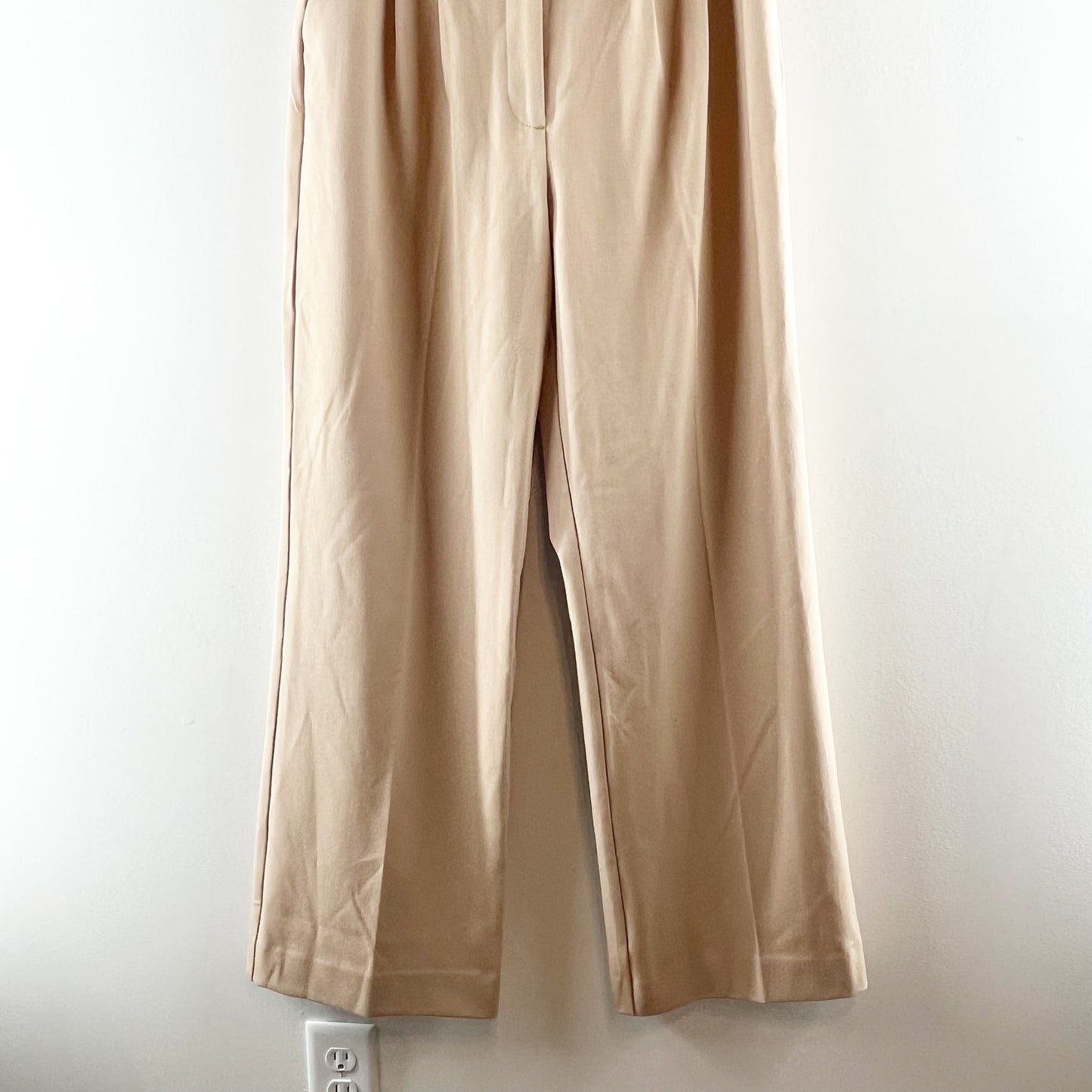Favorite Daughter High Rise Pleated Wide Leg Trouser Pants Tan Beige 10
