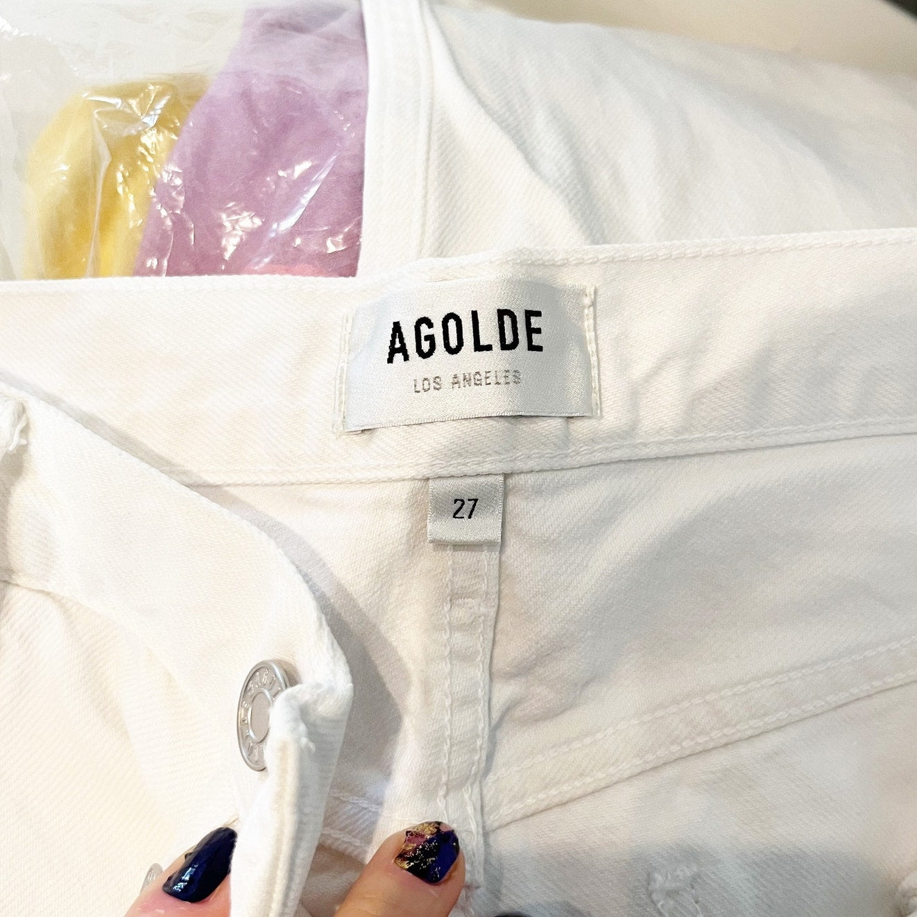 Agolde Parker High Rise Button Fly Crop Straight Leg Jeans White 27 / 4