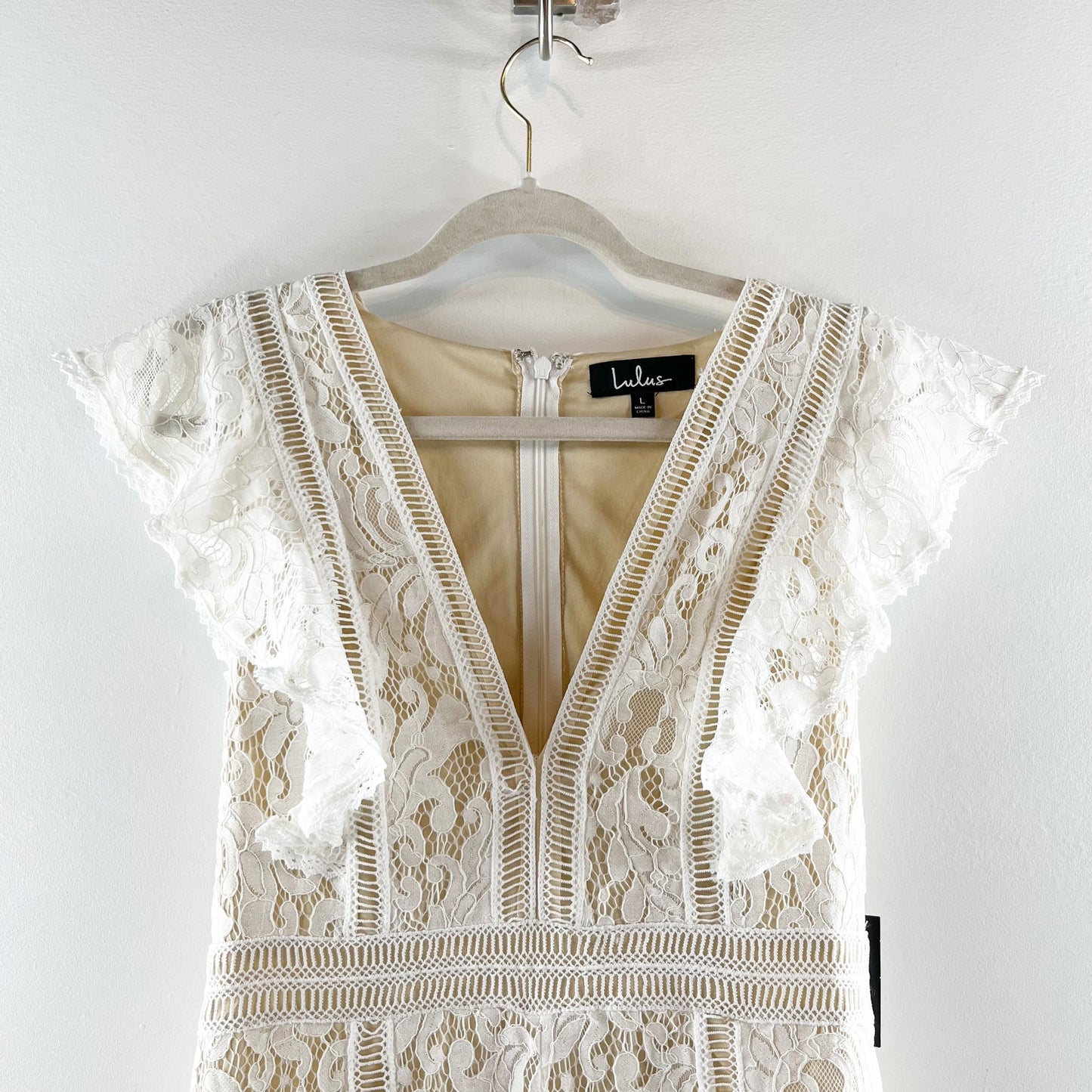 Lulus All The Attraction Lace Short Sleeve Romper White Large