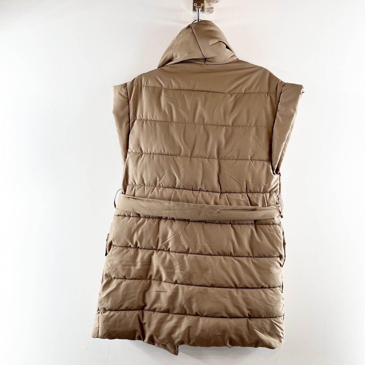 Splendid x Cellajaneblog Long Quilted Puffer Vest Tan Brown XS