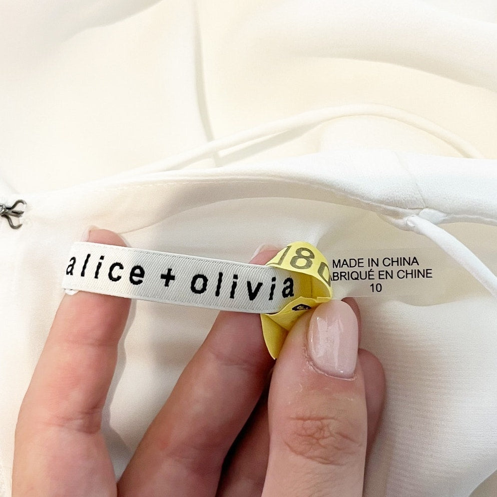 Alice + Olivia Katie Sleeveless Crossback Strap Wrap Mini Dress White 10
