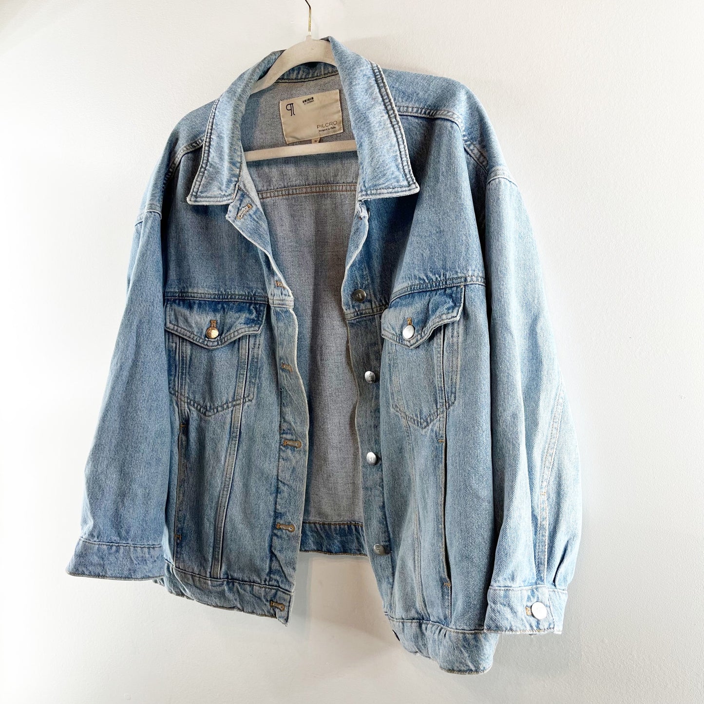 Pilcro Anthropologie The Western Denim Boyfriend Oversized Trucker Jacket XLP
