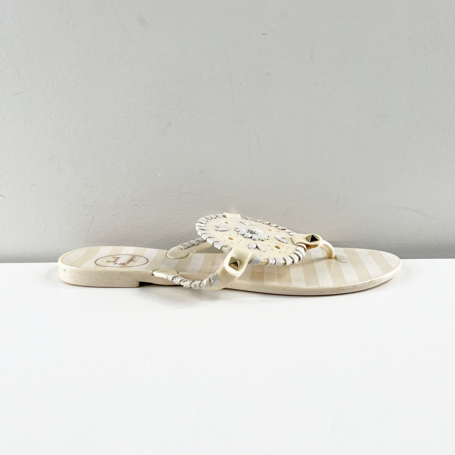 Jack Rogers Georgica Jelly Thong Sandals Cream White 8