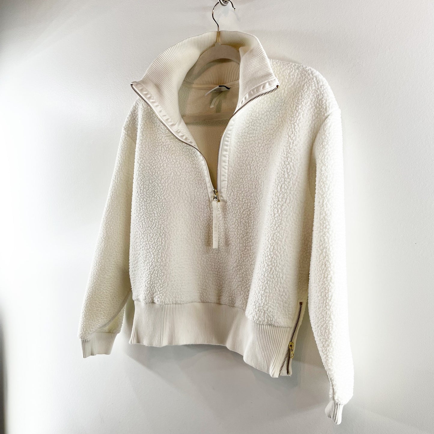 Varley Roselle Long Sleeve Pullover Half Zip Fleece Sweatshirt Cream Small