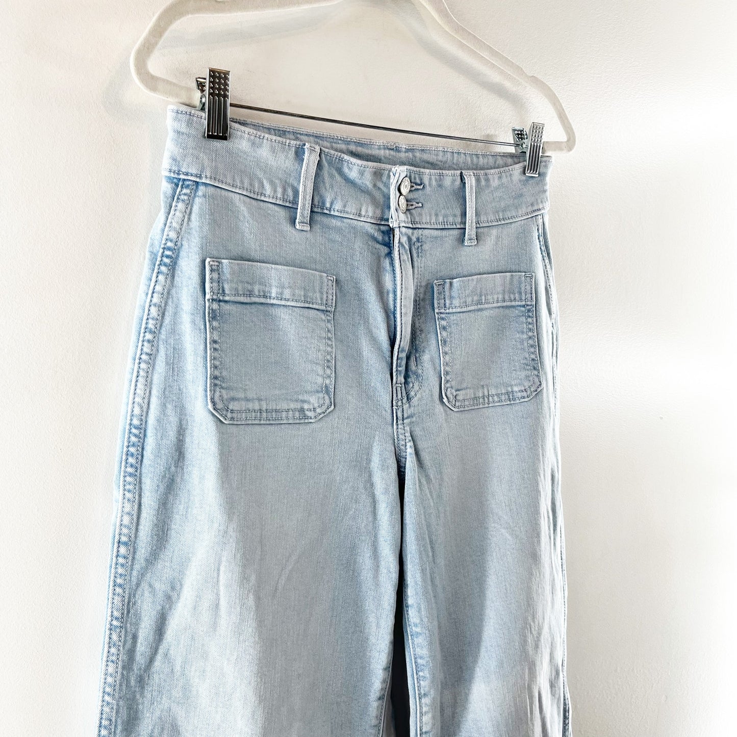 Old Navy Extra High-Rise Patch Pocket Denim Sky-Hi Wide Leg Jeans Blue 6