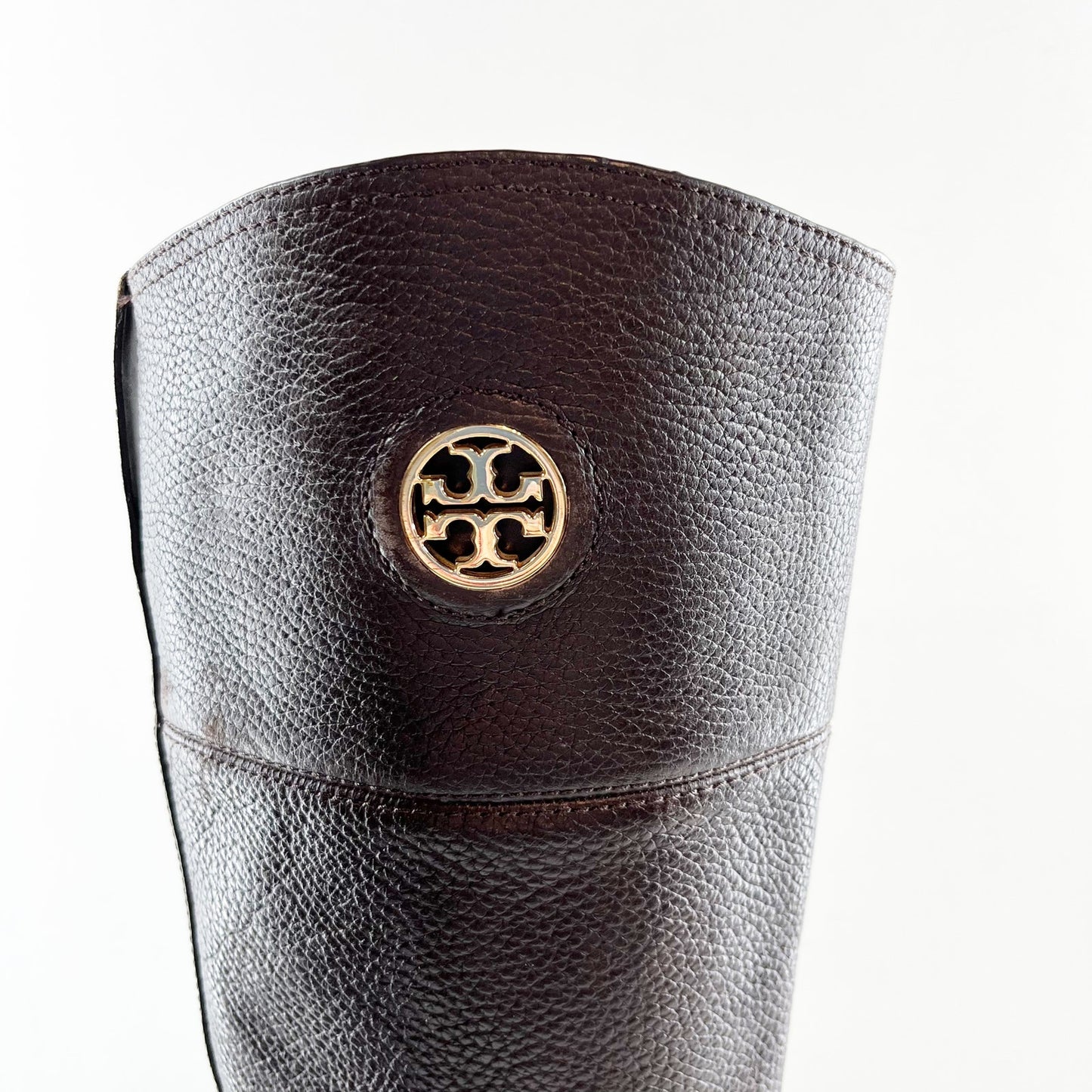 Tory Burch Junction Tumbled Leather Block Heel Knee High Riding Boot Brown 8