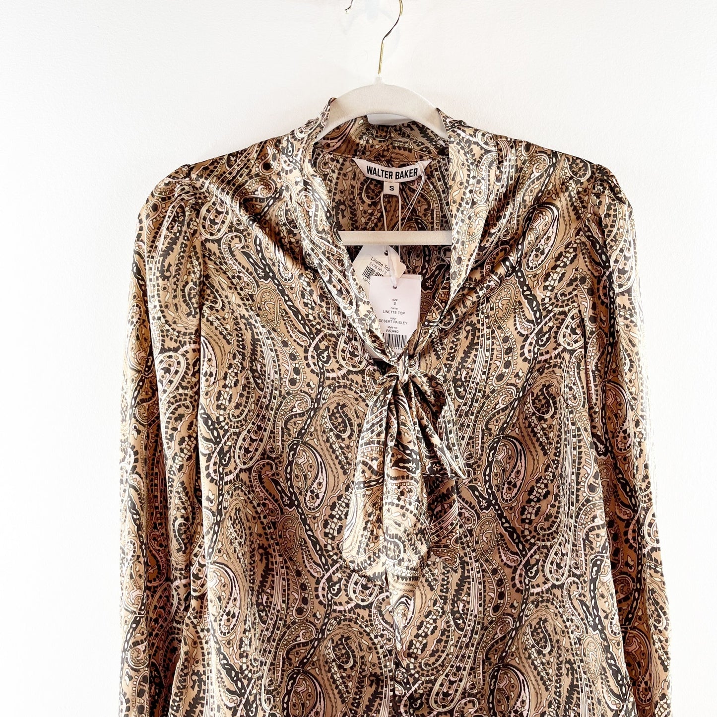 Walter Baker Linette Long Sleeve Tie Front Blouse in Desert Paisley Small
