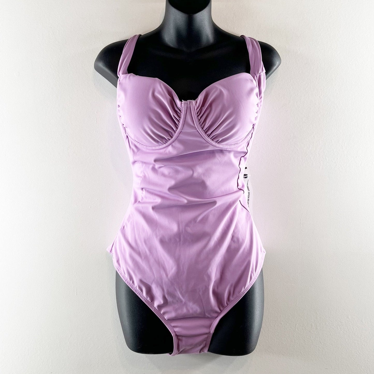 TA3 Swim Sweetie Underwire Lace Up Back One Piece Swimsuit Wild Violet Purple XL