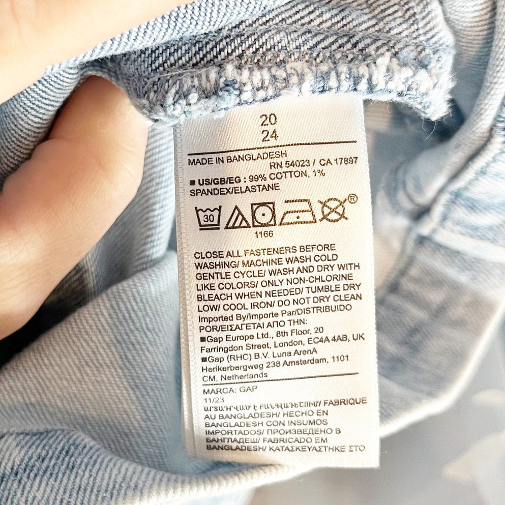 GAP Short Sleeve Tie Waist Denim Romper Light Indigo Wash Blue 20