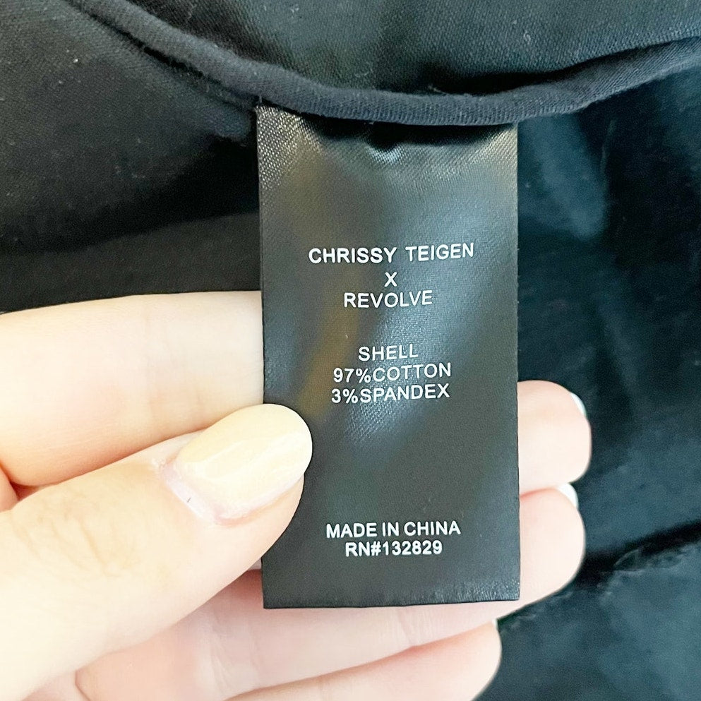 Chrissy Teigen X Revolve Short Sleeve Knot Front Cutout Tee Shirt Dress Black XS