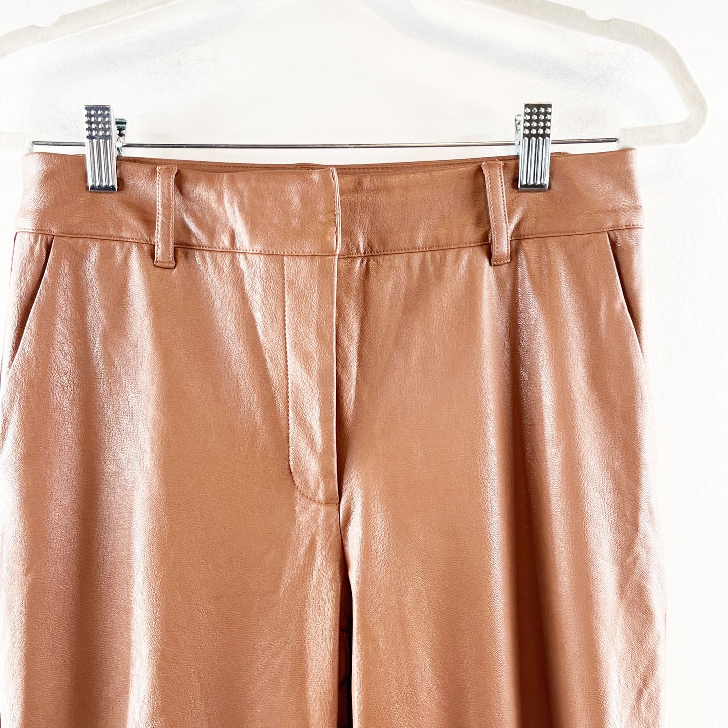 Commando Faux Leather High Rise 7/8 Cropped Trouser Pants Cocoa Brown Small