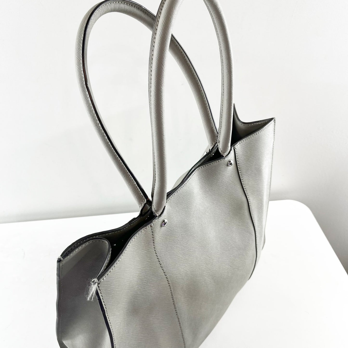 Rebecca Minkoff MAB Leather Square Tote Bag Purse Gray