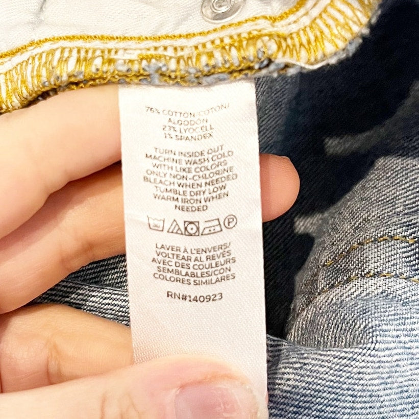 LOFT High Rise Straight Leg Raw Cut Hem Jeans Blue 14 / 32