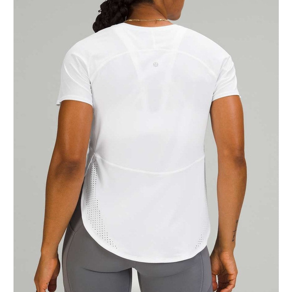 Lululemon UVP Run Short Sleeve High Neck Mesh Trim Running T-Shirt White 8