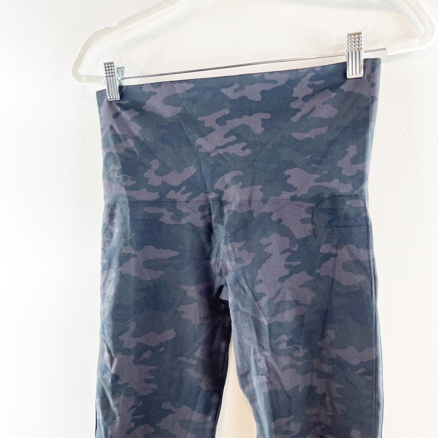 Spanx High Rise Compression Seamless Full Length Camo Leggings Blue Gray XL