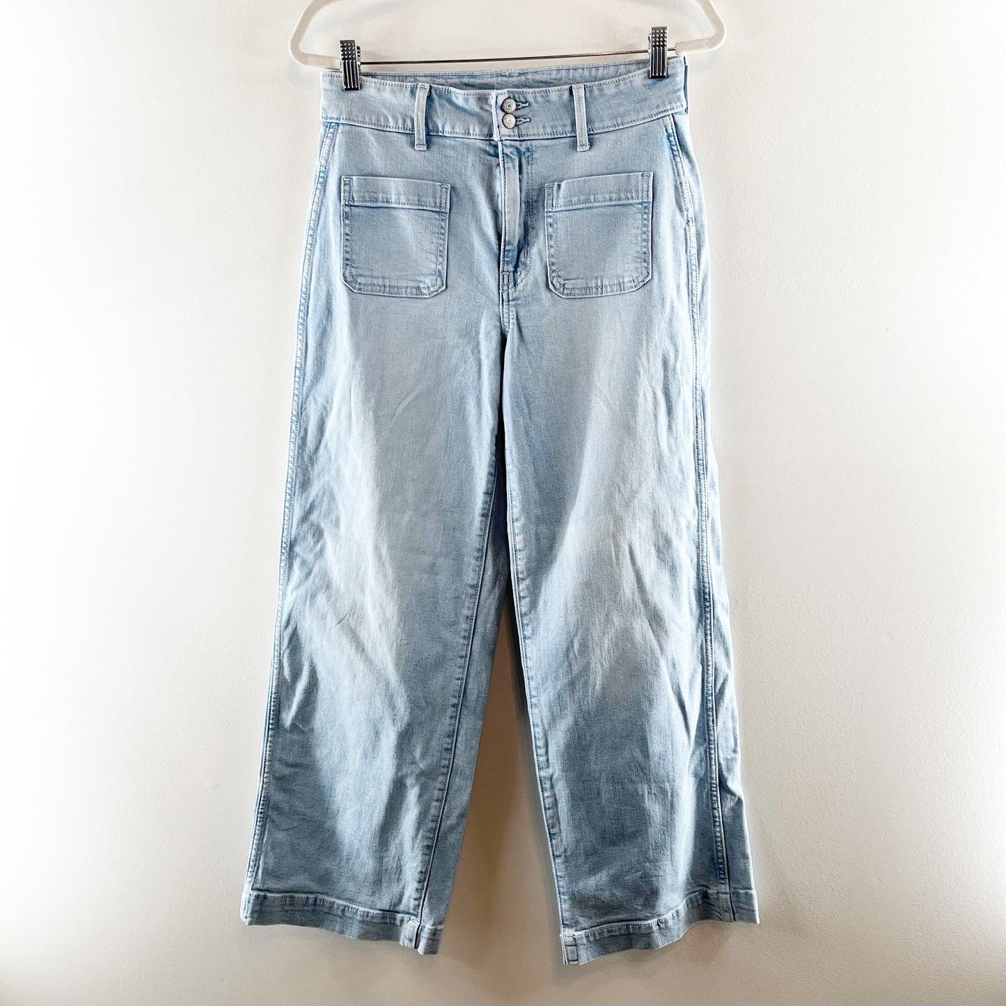 Old Navy Extra High-Rise Patch Pocket Denim Sky-Hi Wide Leg Jeans Blue 6