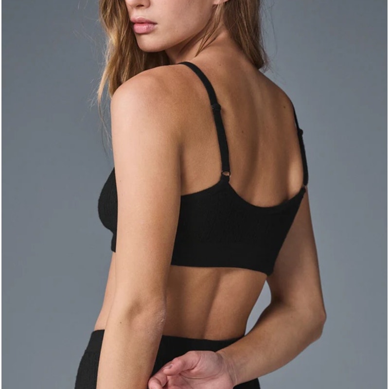 Alo Yoga Pointelle Sweater Be Mine Bra Bralette Black Small