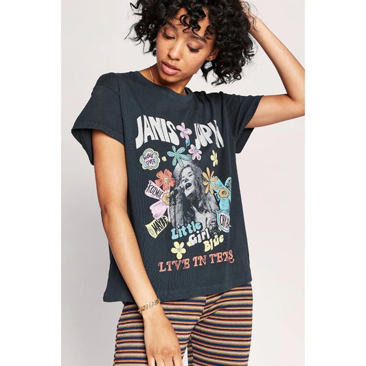 DAYDREAMER Janis Joplin Little Girl Blue Graphic Tour Tee Black Medium