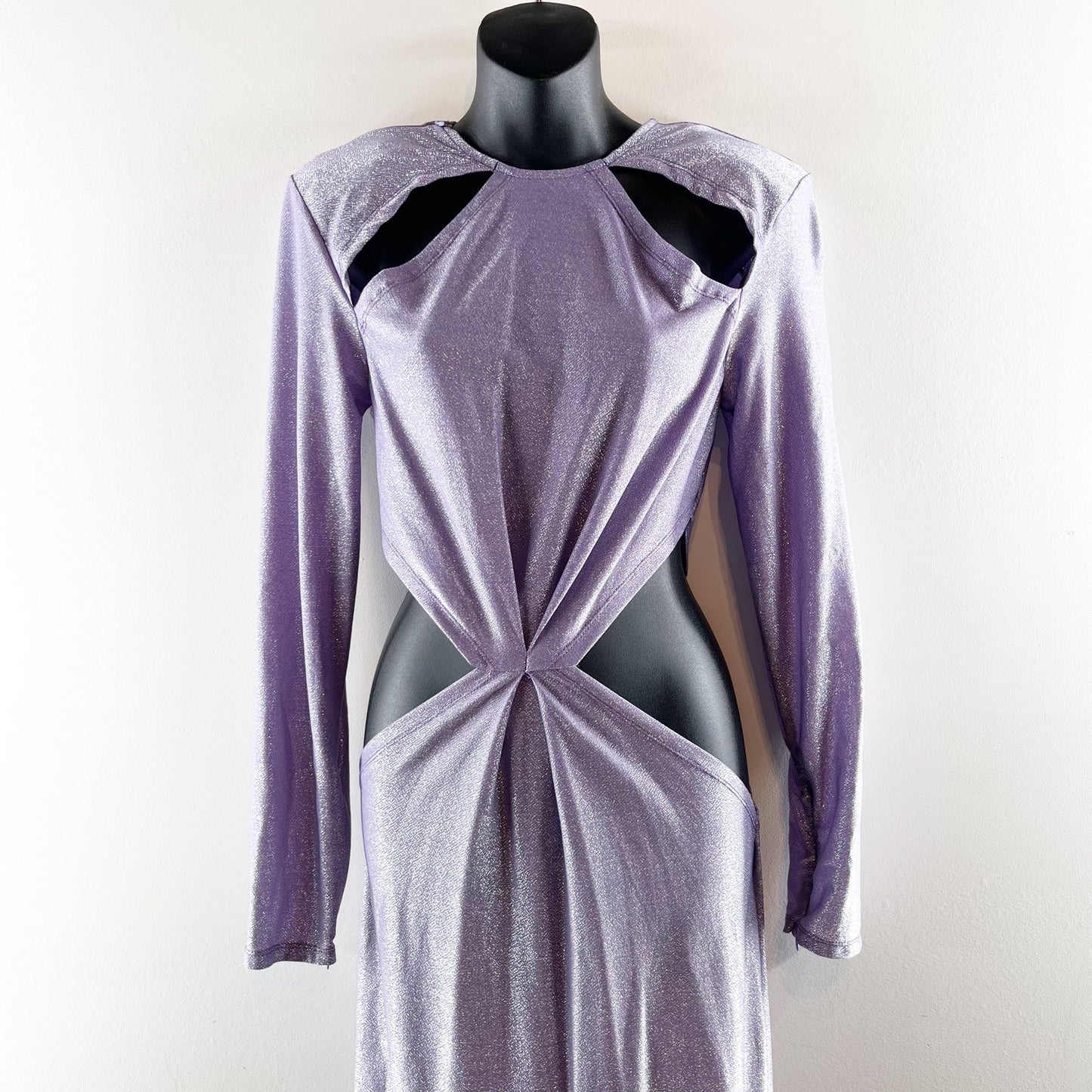 Bronx & Banco Amara Long Sleeve Cutout Maxi Dress Gown Lilac Purple XXL