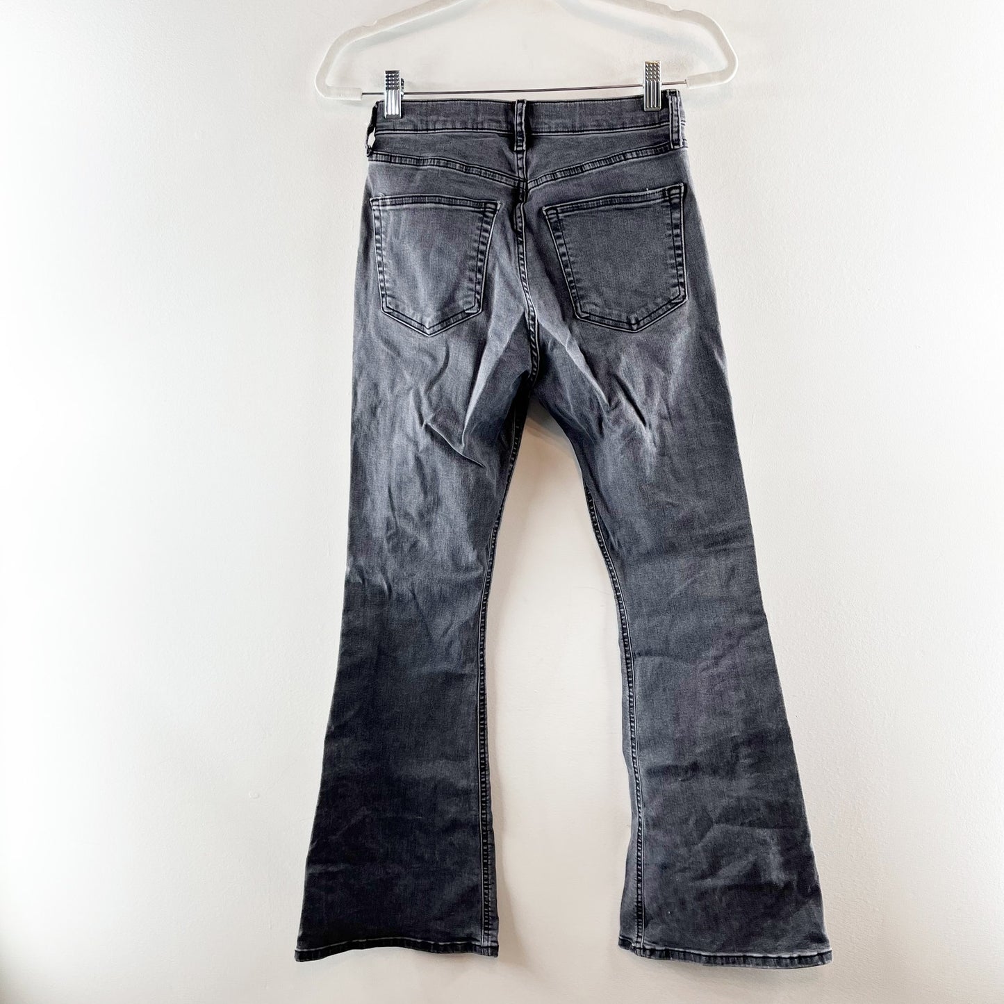 Topshop Jamie High Rise Flare Jeans Washed Black 28 / 6