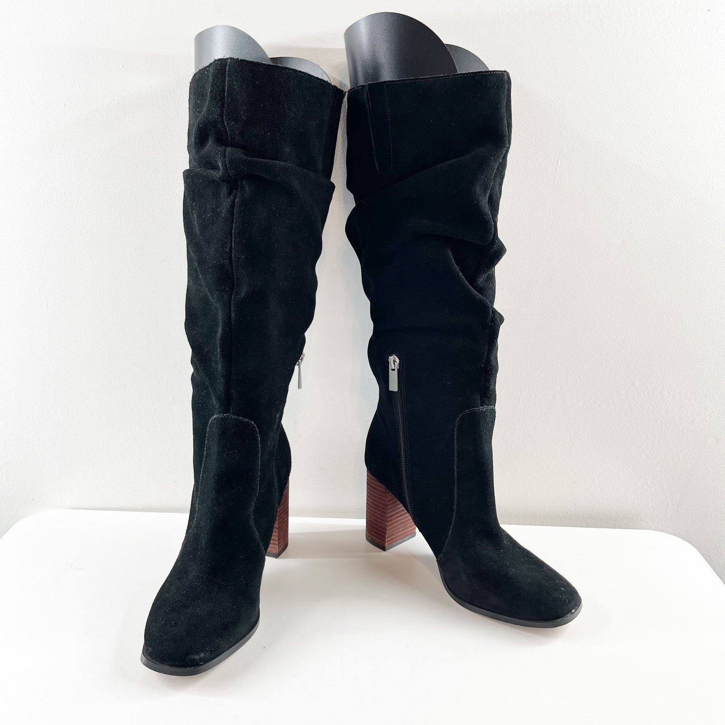 Splendid Gladis Scrunch Knee High Slouch Square Toe Suede Boots Black 8