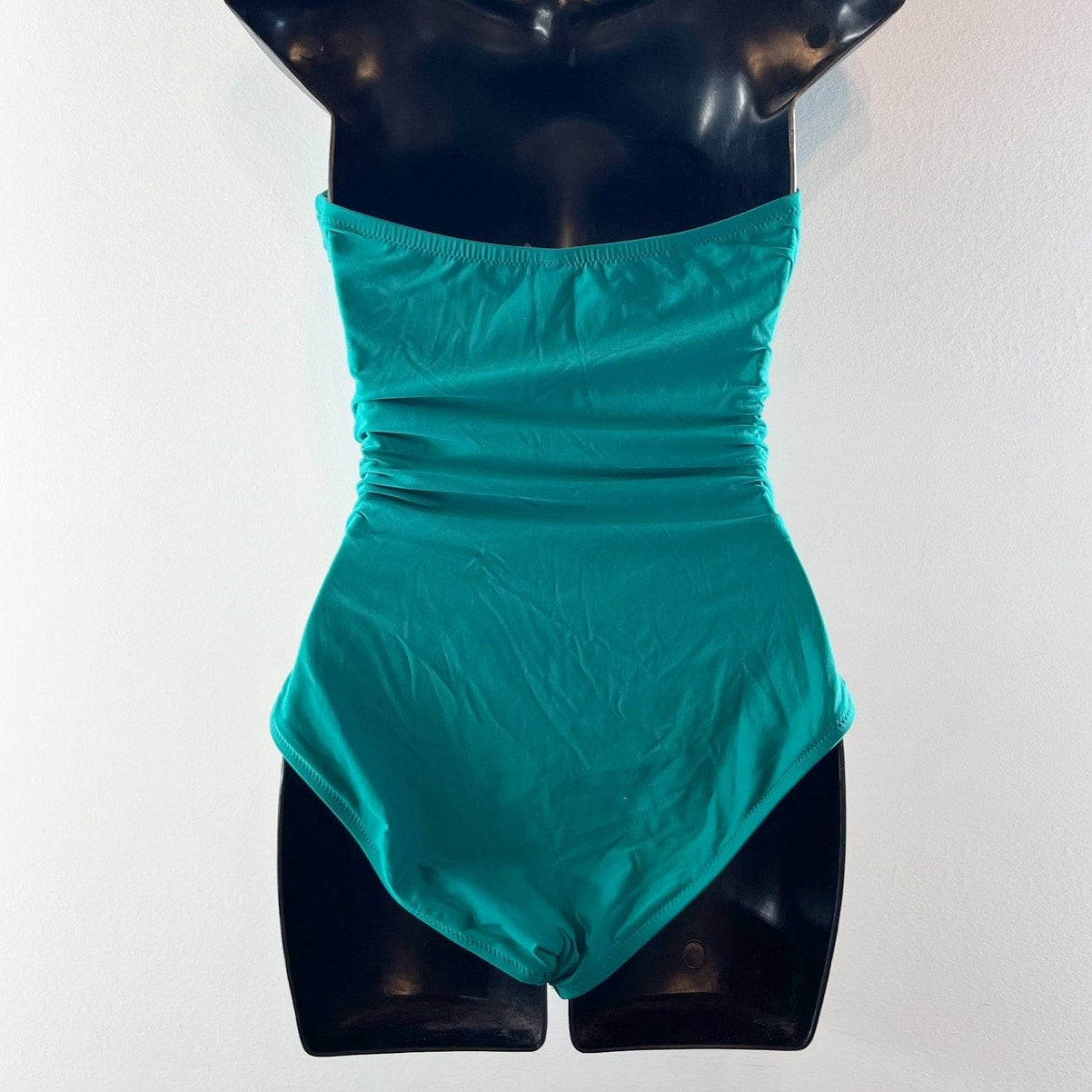 J. Crew Ruched Strapless One Piece Swimsuit Green 8