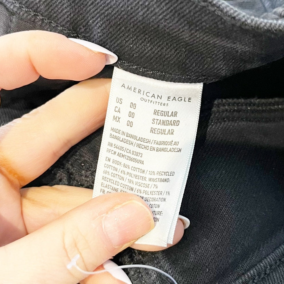 American Eagle Highest Rise 90's Boyfriend Straight Leg Jeans Black 00