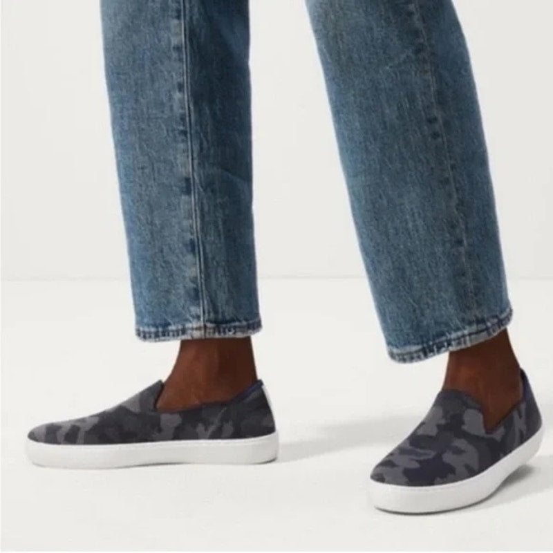 Rothy's The Original Slip On Loafer Sneaker Shoe Camo Gray Black