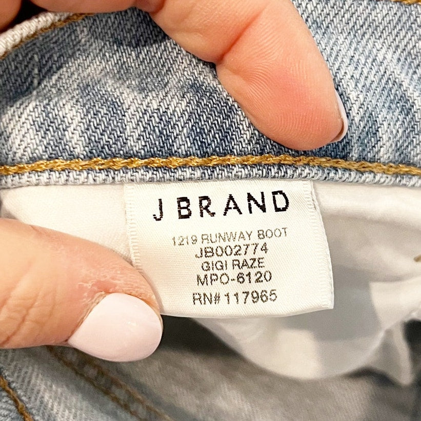 J. Crew High Rise Runway Bootcut Raw Hem Jeans in Gigi Raze Blue 25