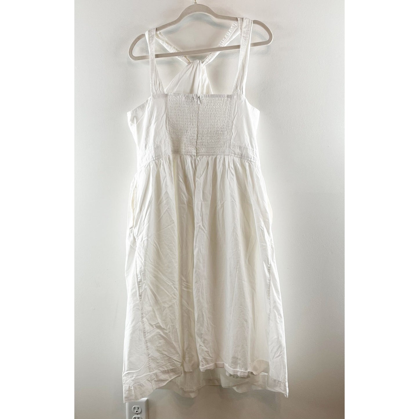 Free Assembly Cotton Sleeveless Halter Neck Fit & Flare Midi Dress White XL