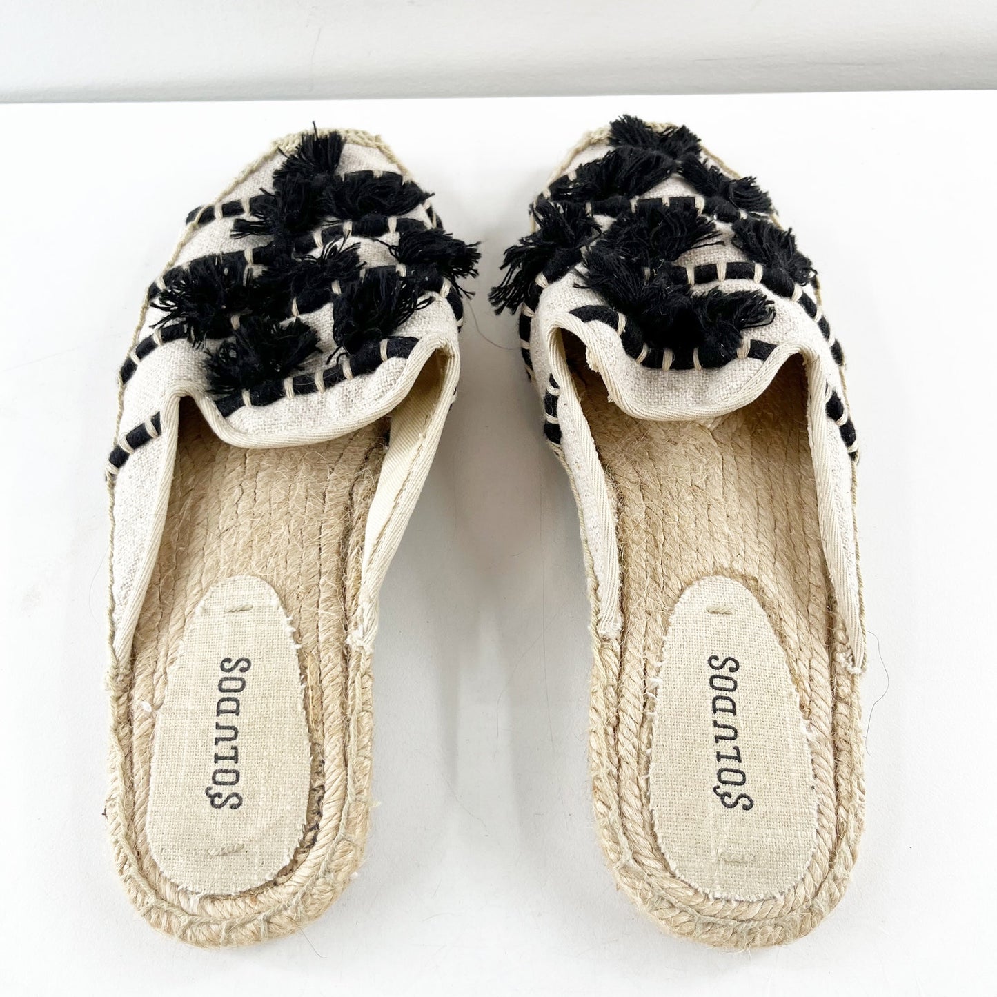 Soludos Tassel Canvas Mule Slide Espadrilles Tan Cream 8