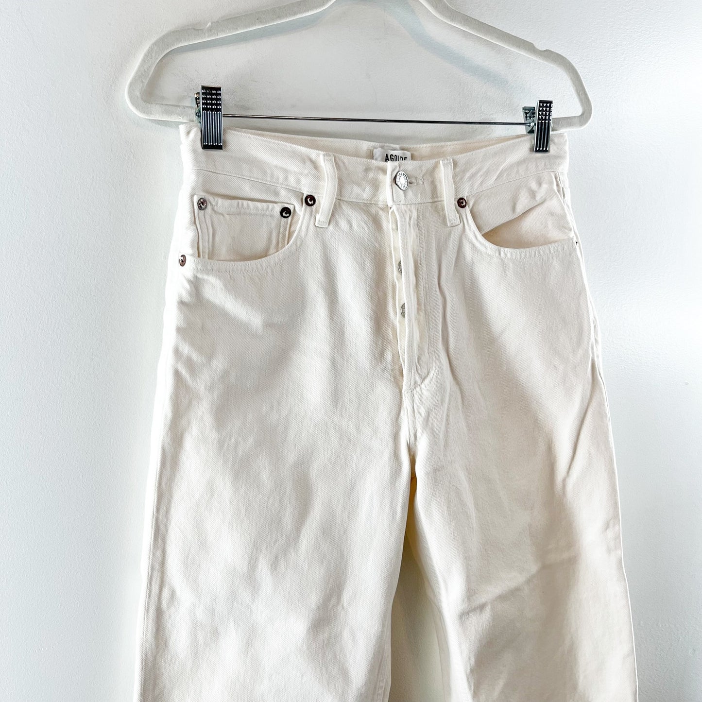 Agolde High Rise 90's Crop Straight Leg Button Fly Jeans White 26 / 2