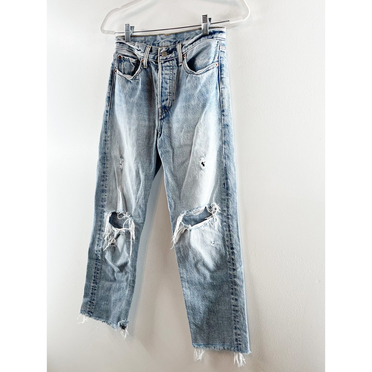 Levi's Premium Distressed Denim Frayed Hem Wedgie Straight Jean Lost Inside 27